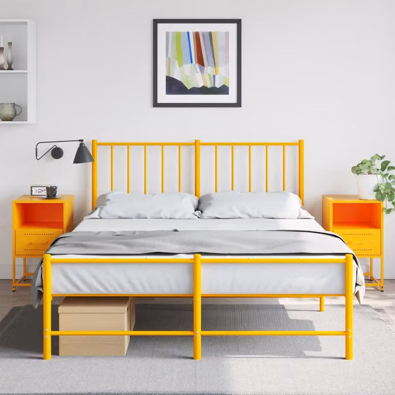 Set di 2 comodini vidaXL in metallo stile industriale, colore giallo, L 36 cm x P 39 cm x H 60,5 cm