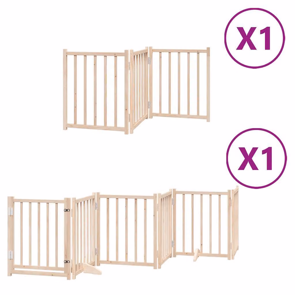 Cancello per Cani con Porta Pieghevole 9 Pannelli 450 cm Pioppo