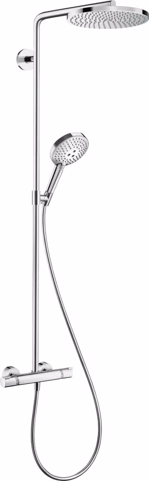 Sistema doccia con termostato, soffione a pioggia da 240 mm, doccetta manuale, finitura cromata