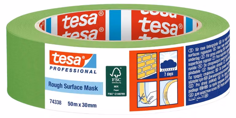 tesa Professional 74338, nastro adesivo protettivo per superfici ruvide, verde, 50 m x 30 mm | 1 rotolo