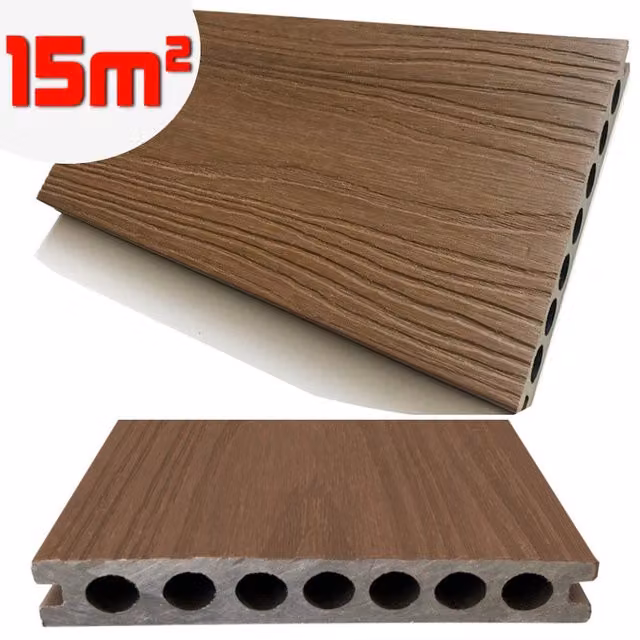 Listone WPC 3D SUPRAM HD co-estruso per pavimentazione decking effetto legno Teak, L: 13,8 cm, L: 220 cm, Spessore: 22 mm – 1