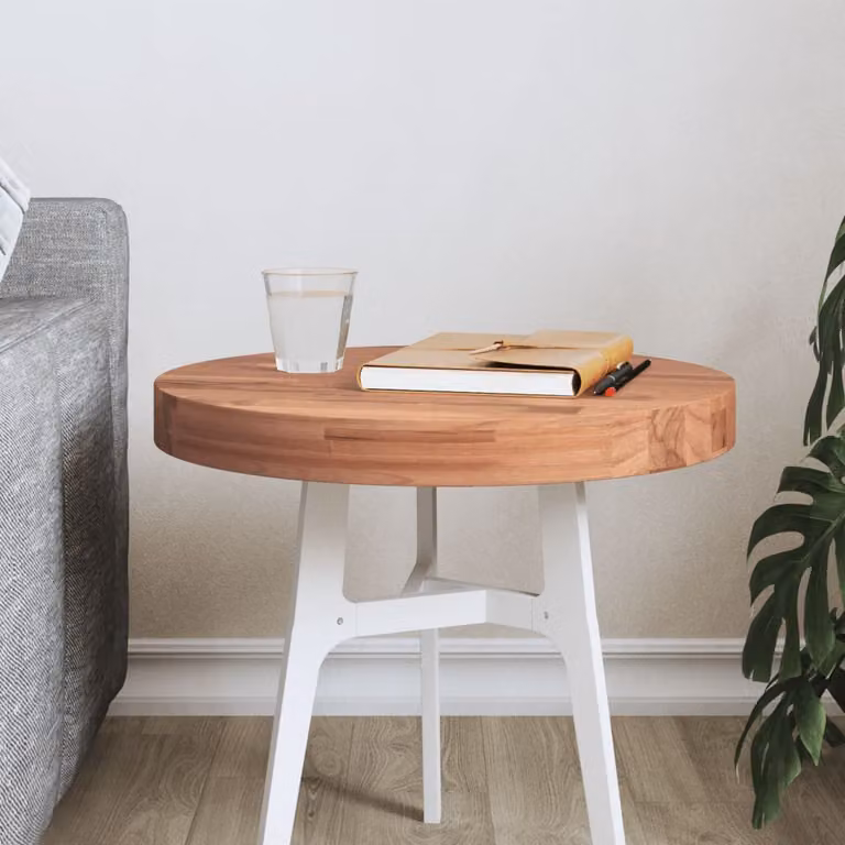 vidaXL Piano per Tavolo Rotondo in Legno Massello di Faggio, Marrone, Ø 40 cm x H 4 cm
