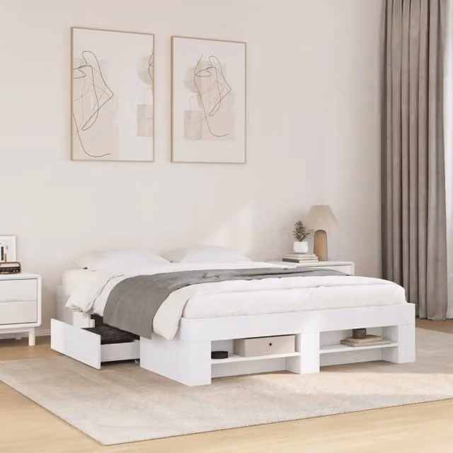 Letto con cassetti vidaXL in legno multistrato bianco L 120 cm x P 200 cm – 1