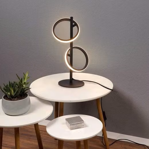 ZMH LED Lampada da tavolo moderna ad anello ruotabile e staccabile, bianco caldo 3000K, 2 lampadine ad anello, nero