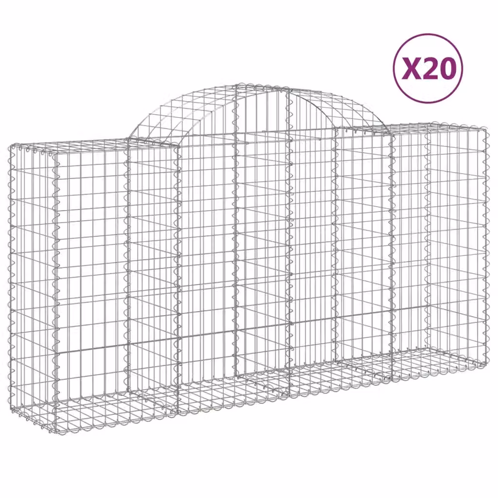 Set di 20 Cesti Gabbioni ad Arco Videx in Acciaio Zincato Colore Argento L: 200 cm, P: 50 cm, H: 100/120 cm – 2