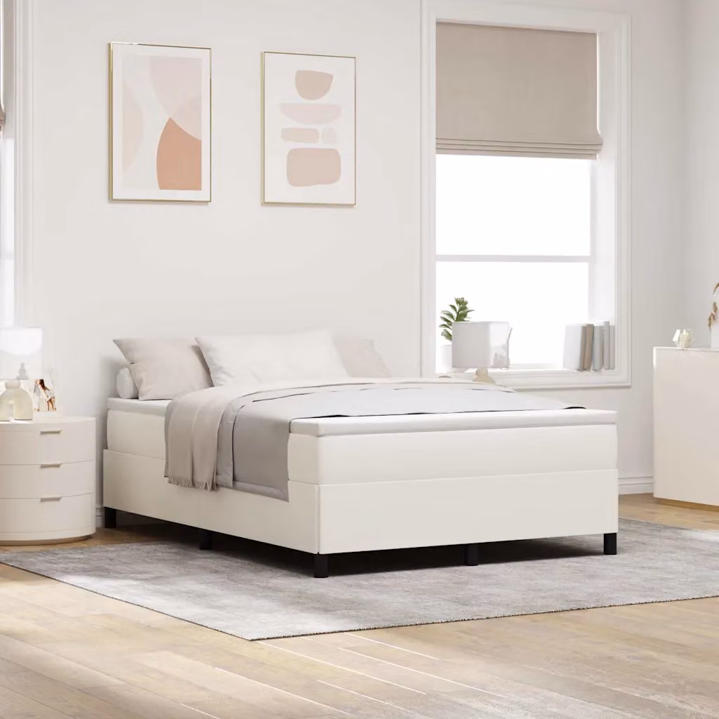 Letto a molle moderno vidaXL in tessuto cord in colore beige L 160 x P 200 cm