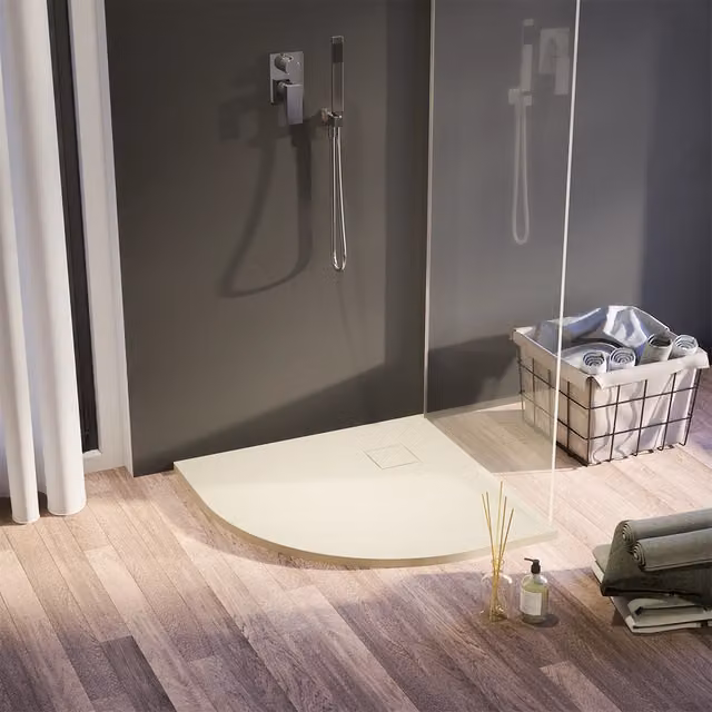 Piatto doccia 90x90 cm semicircolare colore avorio effetto pietra | Samos
