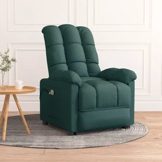 Poltrona Massaggiante Elettrica Relax vidaXL in Tessuto Verde con Braccioli – 1