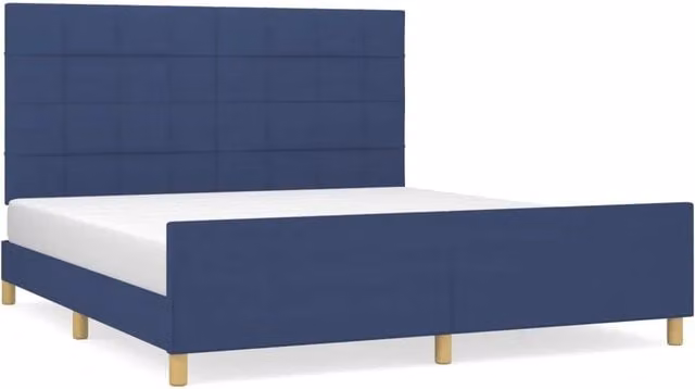 Letto matrimoniale | Letto per adulti | Giroletto senza Materasso Blu 160x200 cm in Tessuto