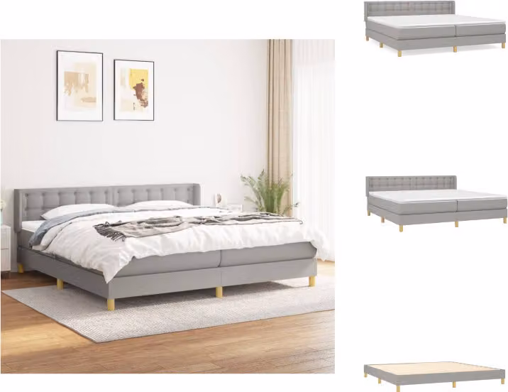 vidaXL Letto a molle con materasso grigio chiaro 200x200 cm in tessuto - Letti & strutture letto