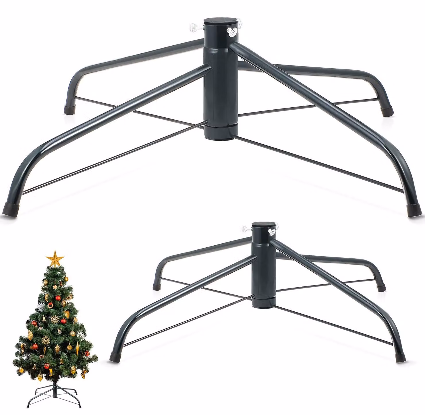 Set di 2 supporti pieghevoli per albero di Natale