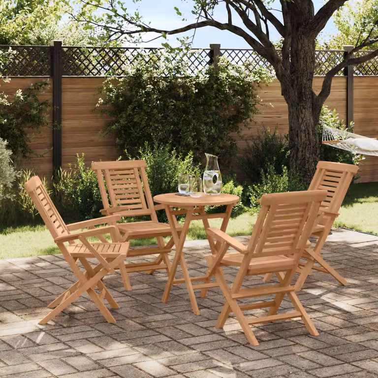 Set da giardino moderno vidaXL in legno di teak massello marrone composto da 5 pezzi