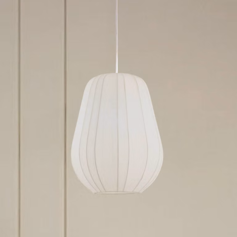 Lampada a sospensione Helin Lindby, dimmerabile, Bianco / Opale, Soggiorno / Sala da pranzo, Tessuto / Stoffa / Seta, Moderno, Lampada a sospensione