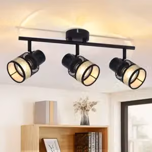 ZMH plafoniera faretto da soffitto 3 fiamme nero E27 lampada da soffitto corridoio metallo vintage 330°rotante per soggiorno camera da letto cucina scale bagno