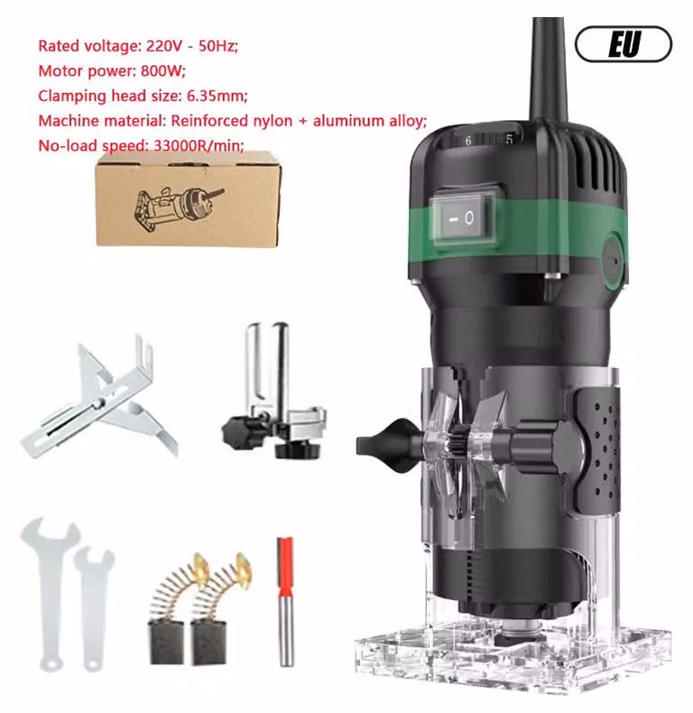 Fresatrice a colonna elettrica - Modello E 800 W - 30000 giri/min - Mandrino con attacco da 6,35 mm - Lavorazione del legno - Fresatura - Incisione