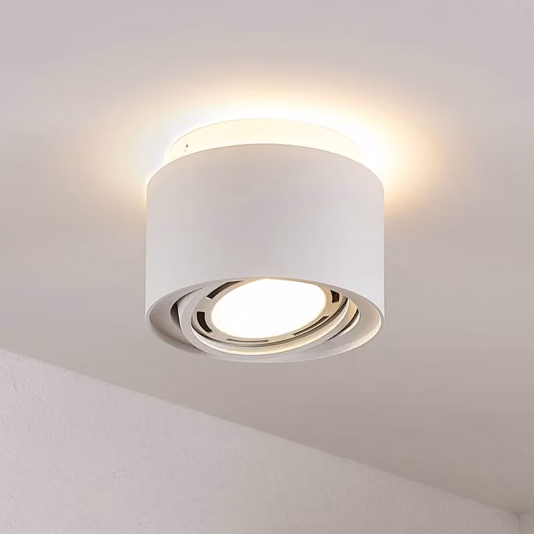 Arcchio plafoniera Walisa, Ø 15 cm, bianco, metallo, GU10 Walisa Arcchio, dimmerabile, Bianco / Opale, Soggiorno / Sala da pranzo, Alluminio, Moderno, Faretto