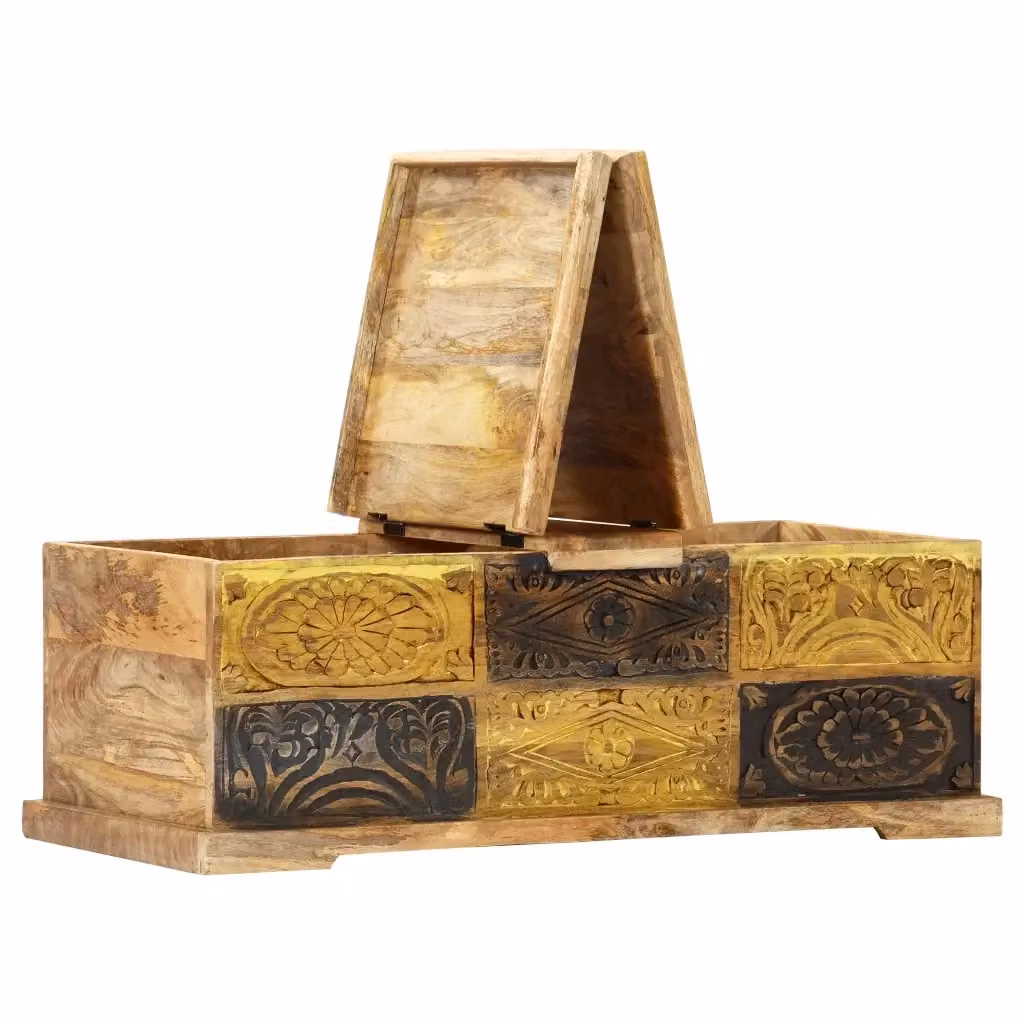 Tavolino da salotto rettangolare in legno di mango marrone stile rustico vidaXL L: 100 cm, P: 50 cm, H: 35 cm – 2