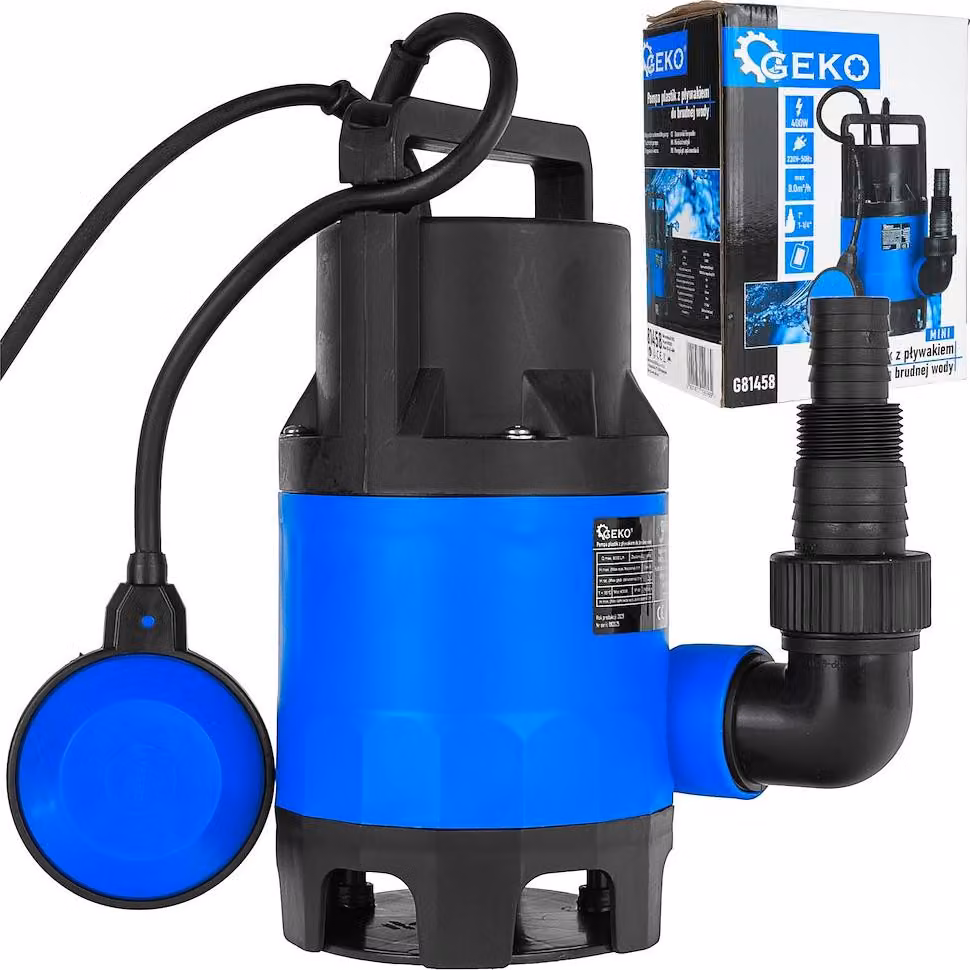 GEKO Pompa sommersa per liquami 400 W con galleggiante, in plastica, mini - G81458