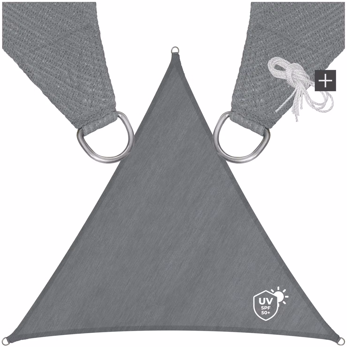 Vela ombreggiante triangolare TecTake GmbH in polietilene HDPE grigio con protezione UPF 50+ L/P/H: 4 x 4 x 4 m – 1