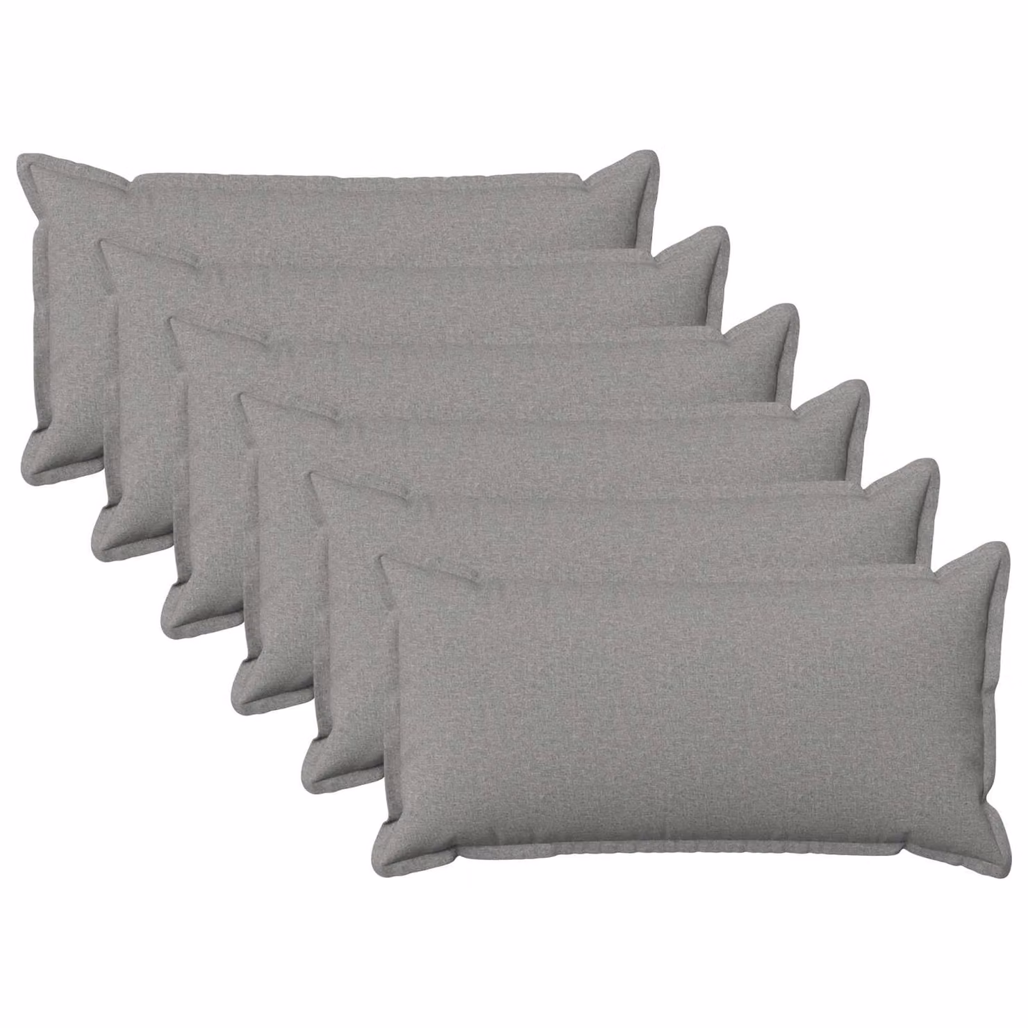 Set di 6 cuscini vidaXL HOUTEN rettangolari in poliestere, colore Grigio, L/P/H: 70 x 40 x 12 cm