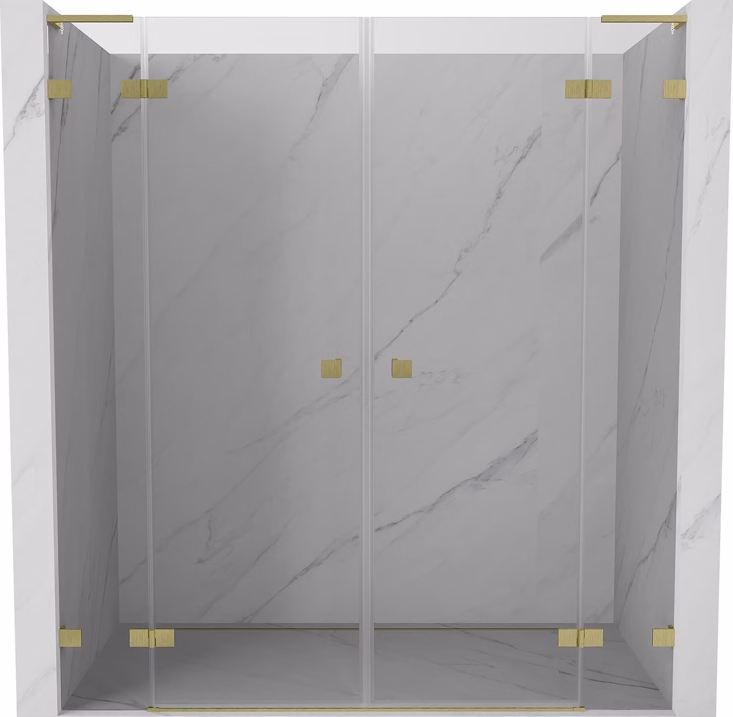 Mexen Lunar L Duo porte doccia a battente 200 cm, trasparente, oro spazzolato - 834DL-200-000-55-00