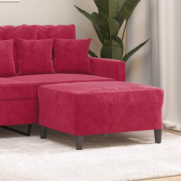 Poggiapiedi vidaXL in velluto rosso, L 70 cm x P 55 cm x H 41 cm