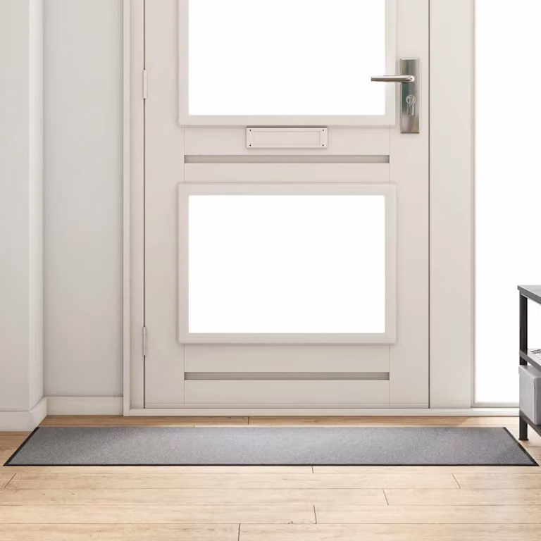 Tappetino rettangolare moderno vidaXL Grigio e Nero, 60 x 180 cm, 100% Poliammide, resistente allo sporco