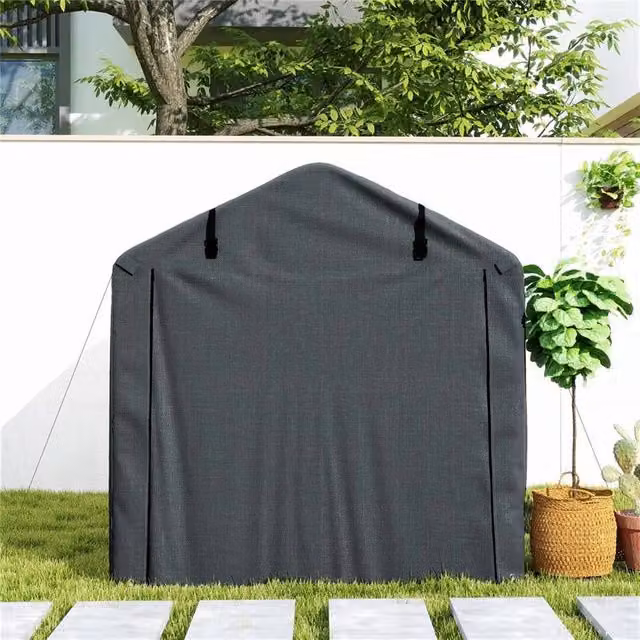 Tenda da garage con ingresso avvolgibile, struttura in metallo zincato e PE, colore grigio antracite, L/P/H: 220 x 157 x 165 cm