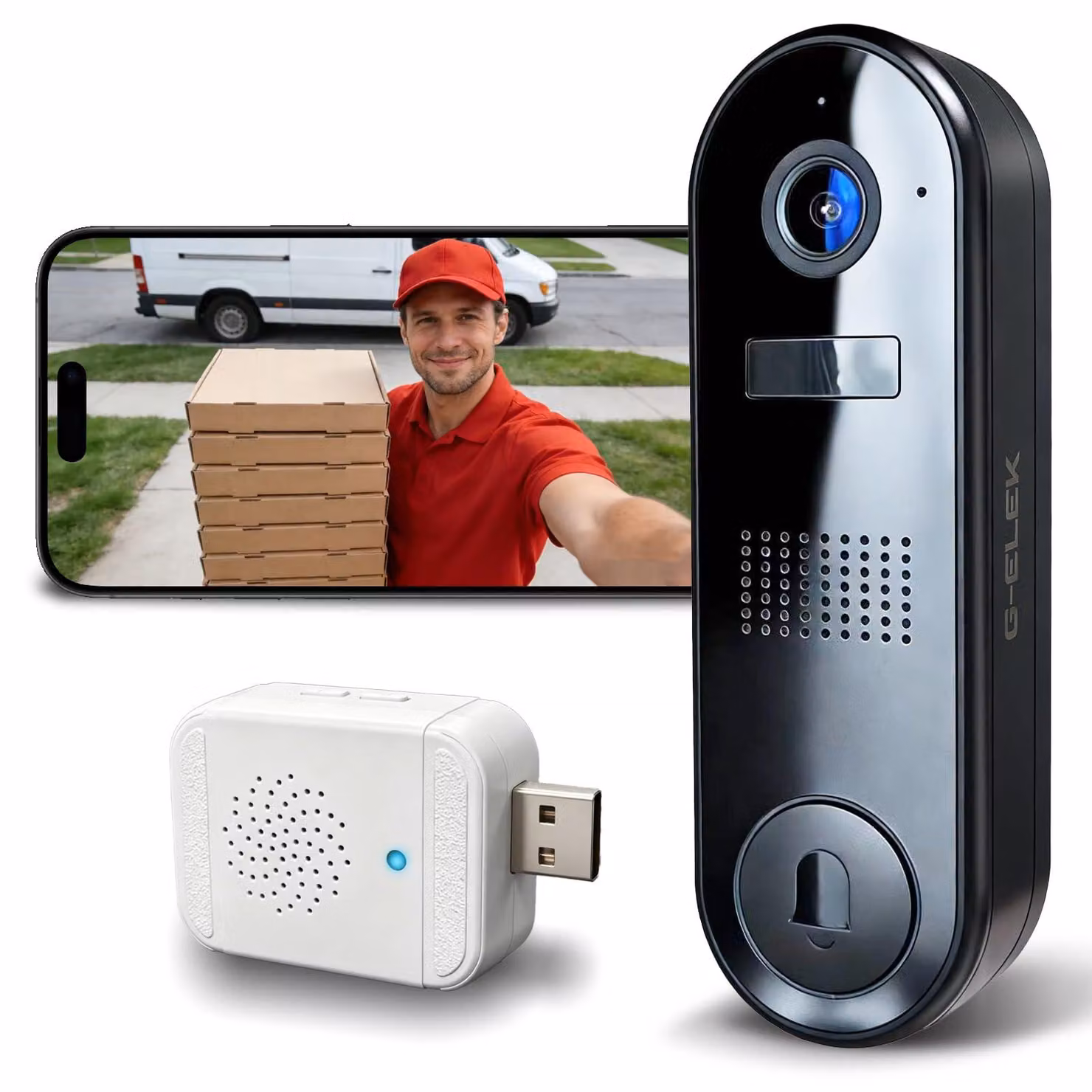 Videocitofono intelligente con telecamera, Wi-Fi a 2,4 GHz, visione notturna e archiviazione su cloud