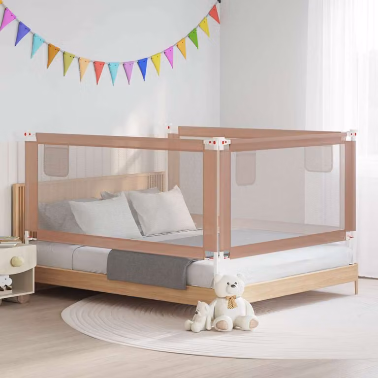 Sponda Letto di Sicurezza per Bambini vidaXL in Tessuto e Metallo, Estendibile, L: 180 cm, H: 25 cm