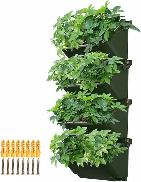Set di supporto verticale per piante da 4 - Tappeto verde per giardino con vasi per fiori