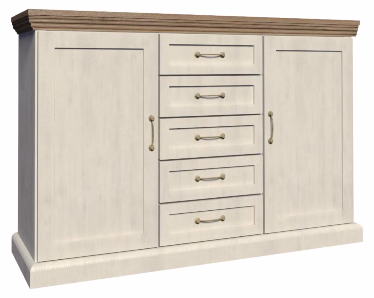 Ampia cassettiera combinata ELDOR - Pino nordico / Rovere selvatico