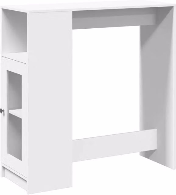 Tavolo Bar Moderno Bianco con Rastrelliera in Multistrato L: 101 cm, P: 40 cm, H: 103,5 cm