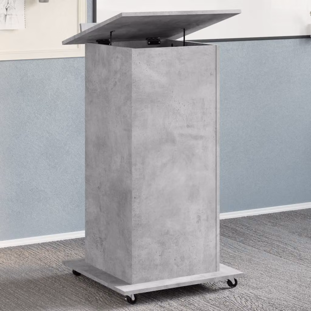 vidaXL Leggio con Ruote e Cassetto Grigio in Multistrato L/P/H: 55 x 55 x 107 cm