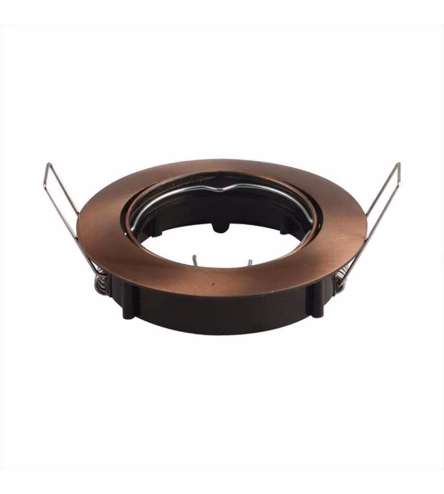 Portafaretto LED da incasso rotondo V-TAC in metallo color bronzo satinato orientabile per lampadine GU10 e GU5.3 (MR16)