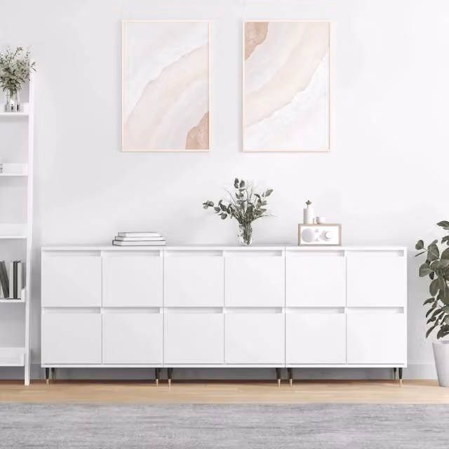 Credenze 3 pz Bianco in Legno Multistrato 3190189