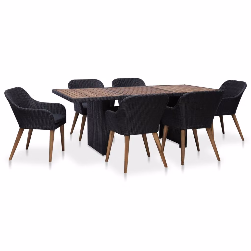Maison Exclusive - Set da pranzo da giardino da 7 pezzi con cuscini in rattan sintetico nero