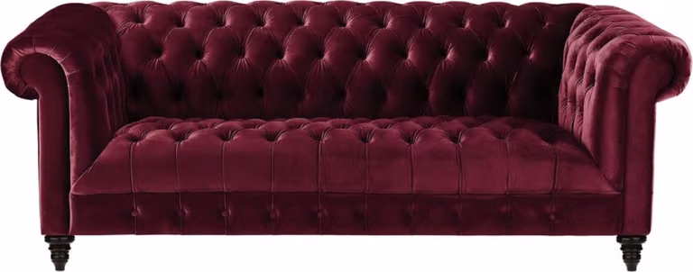 Dreisitzer Bordaux Stoff Wohnzimmer Design Couchen Polster Sofa Chesterfield