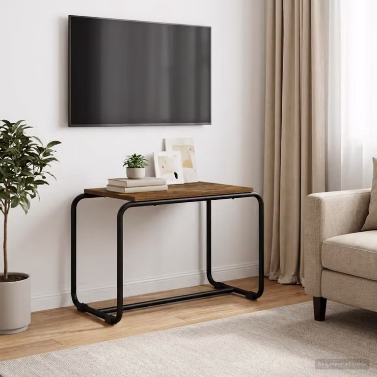 vidaXL Supporto TV in Legno Rovere Fumo e Metallo, L 60 x P 35.5 x H 42 cm