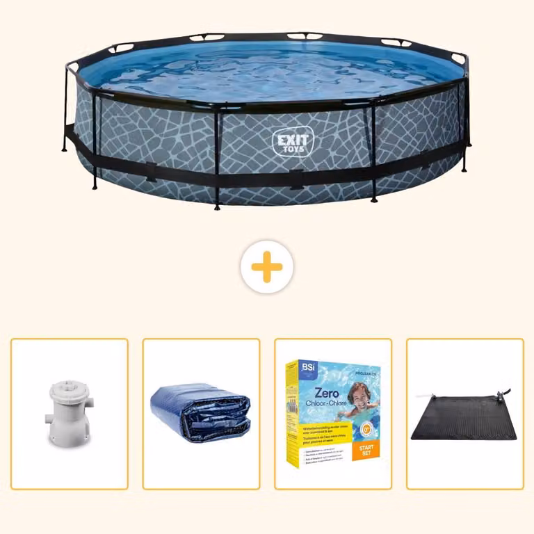 Piscina fuori terra - Design effetto pietra - 360x76 cm - 5 pezzi - Modello SCB25