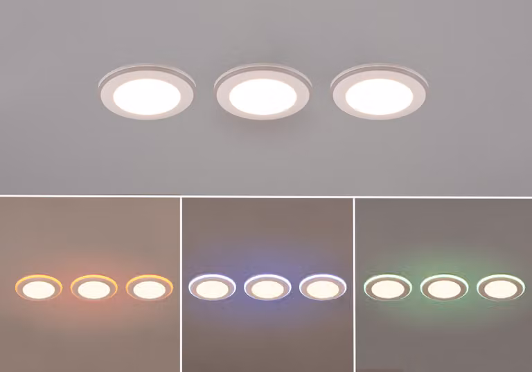 Set di 3 luci rotonde bianche RGB con telecomando LED 5W ARGUS Trio