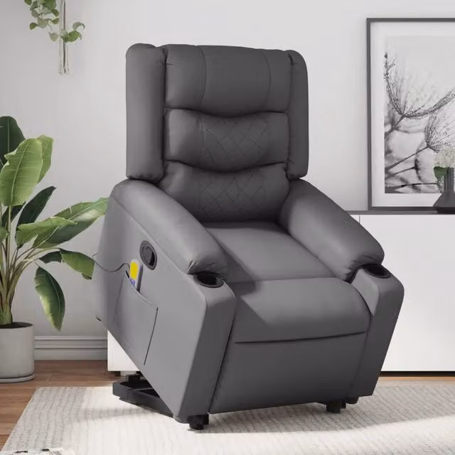 Poltrona Alzapersona Reclinabile con Assistenza Elettrica vidaXL in Similpelle Grigio