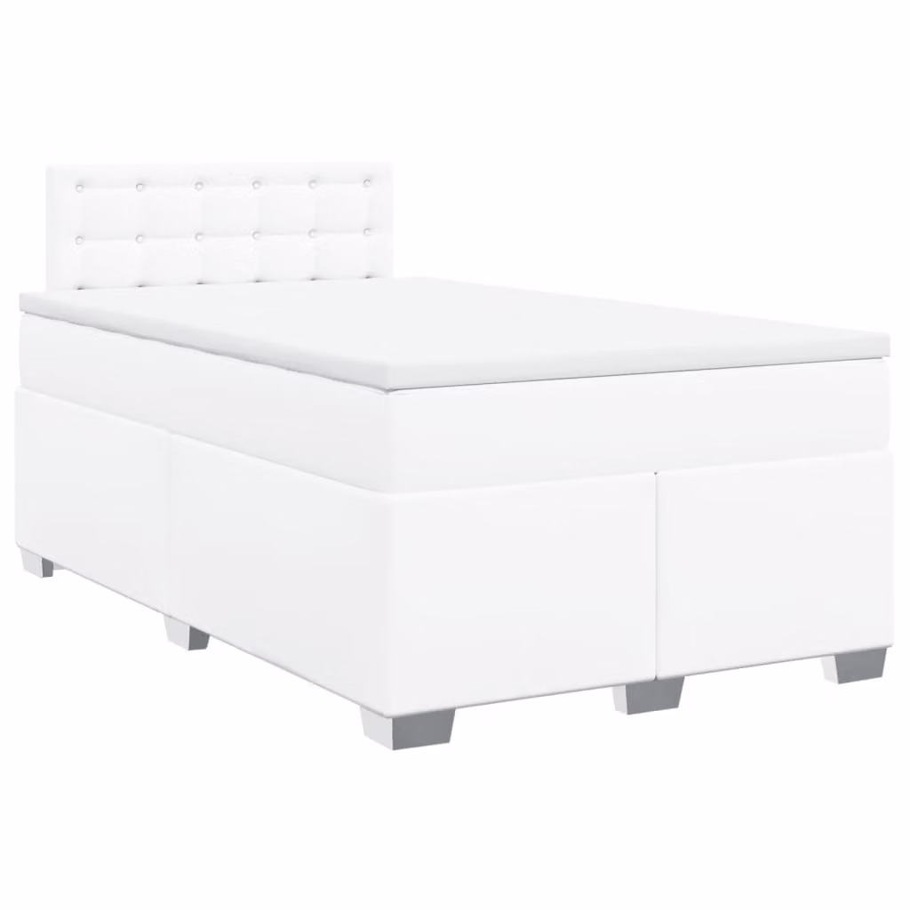 Giroletto a Molle con Materasso Bianco 120x200 cm in Pelle finta