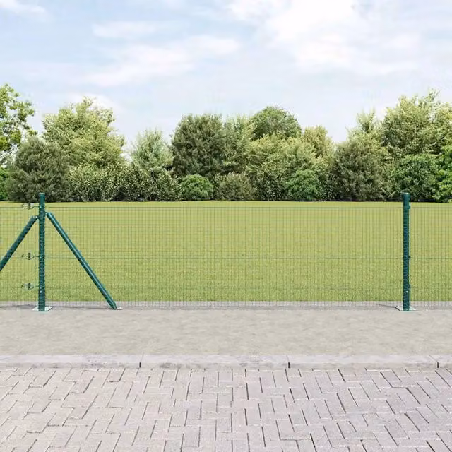 Recinzione metallica saldata vidaXL verde con base in cemento e rivestimento in PVC, L: 100 cm, H: 60 cm, P: 8,5 cm