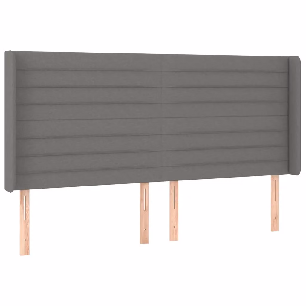 Testiera ad orecchio Design Mania in tessuto grigio con struttura in legno di larice L: 203 cm, P: 16 cm, H: 118/128 cm – 2