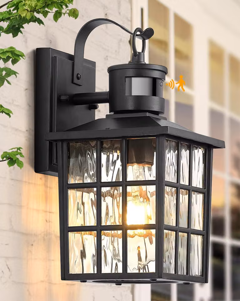 Lampada da parete esterna a LED, 8W, 800 lumen, rettangolare, nera, in alluminio