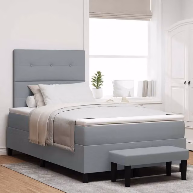 Letto ibrido con molle a sacco e testiera vidaXL in tessuto grigio L/P/H: 200 x 120 x 28 cm