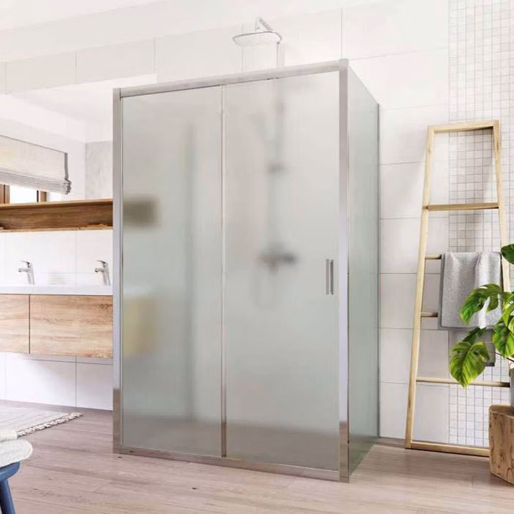 Cabina doccia Mereo, Lima, rettangolare a U, a scomparsa, 80x110x80 cm, cromo ALU, vetro Point - CK85612K