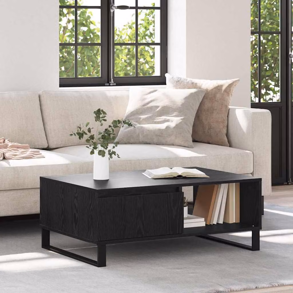 Maison Exclusive - Tavolino nero effetto rovere 90 x 60 x 35 cm Materiale ligneo