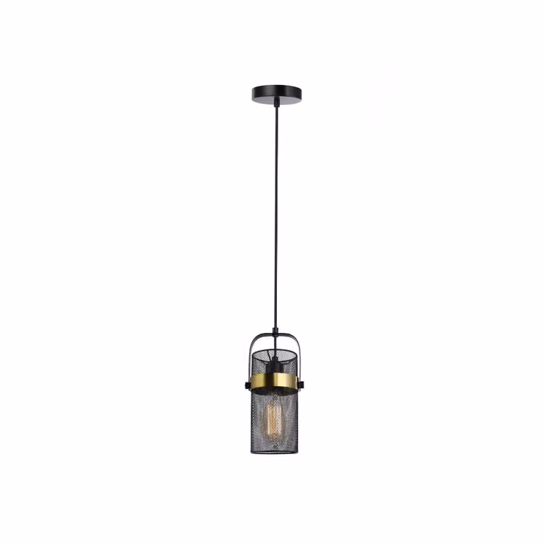 HOME DELUXE - Lampada a sospensione LUMINOS - Nero / Oro, Luce antiabbagliante, 10,5 x 153 cm, Metallo / Rattan I Luci a sospensione Luci a sospensione Lampada a sospensione